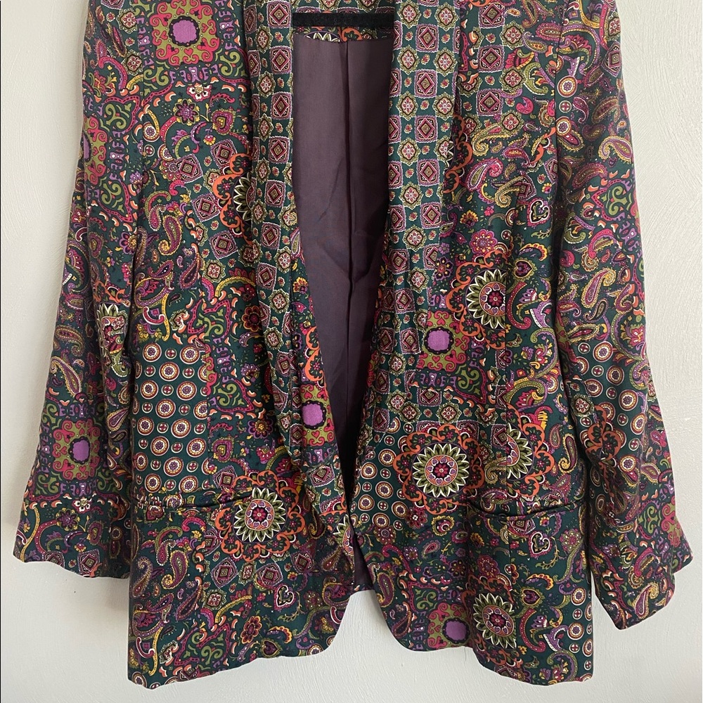 Vintage Susan Bristol Paisley and Floral Print low V-neck Blazer size 12 - Picture 4 of 8